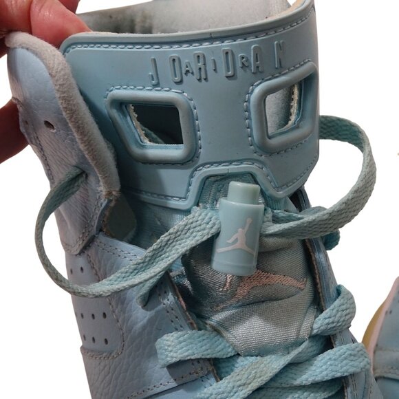 Air Jordan Vi 6 Retro GS Blue Sneakers Kid Size 7Y #543390 407 Lace Up 2016 FLAW - Picture 5 of 12